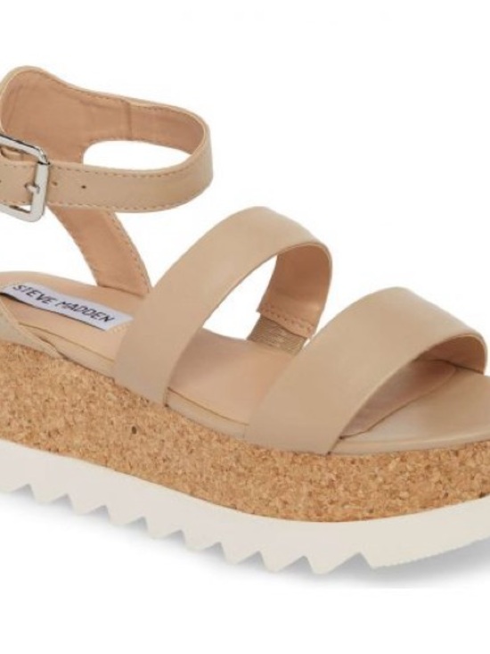 Steve Madden Beige Cork Platform Sandals - Picture 7 of 7